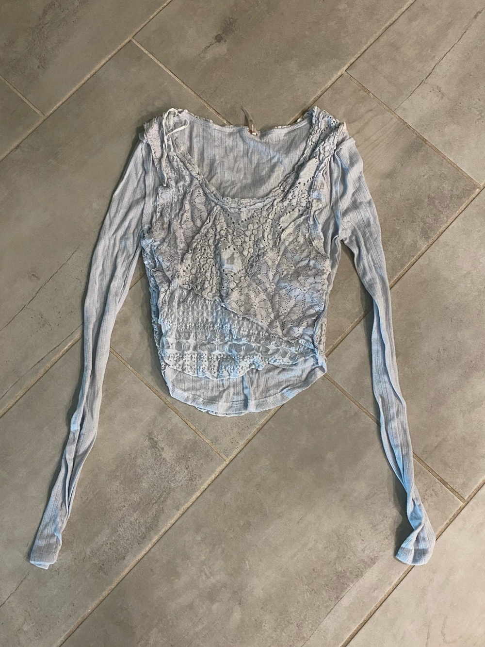 Free people Blue Lace-Front Women's Long Sleeve Top